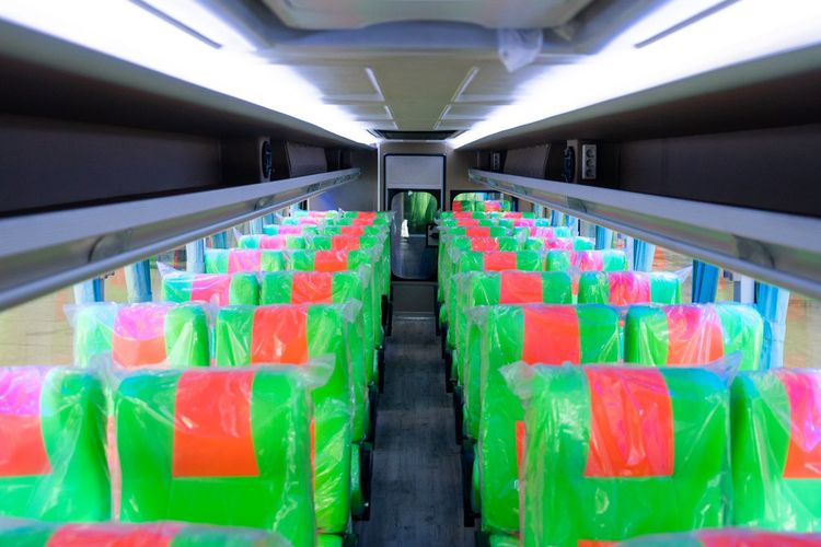 Kabin Bus AKAP baru PO Rajawali Citra Transport pakai bodi Dehanda Triun DX dari Karoseri Trijaya Union