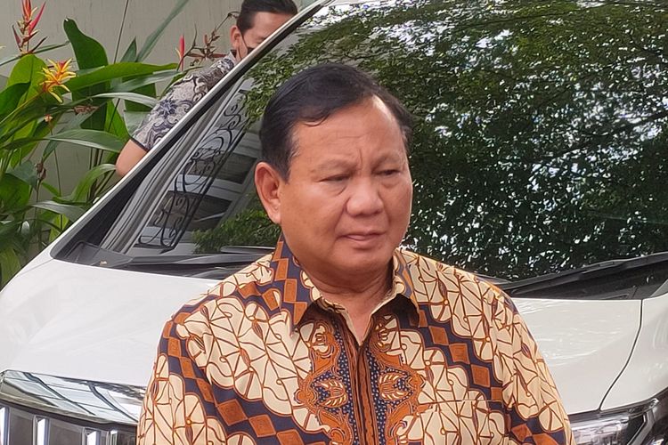 Ketua Umum Partai Gerindra Prabowo Subianto di kawasan Jakarta Selatan,  Selasa (25/4/2023).