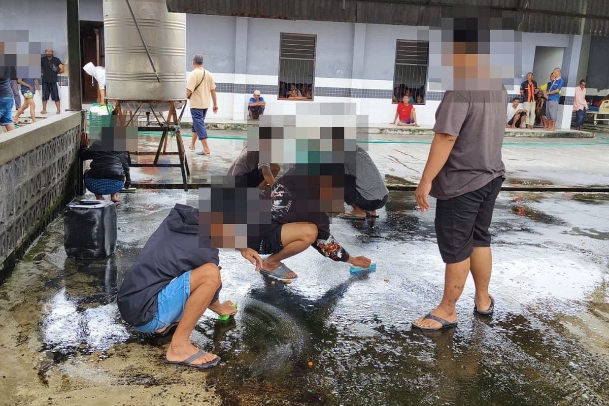 Pelaku pesta miras saat membersihkan Liponsos, Minggu (2/2/2025).