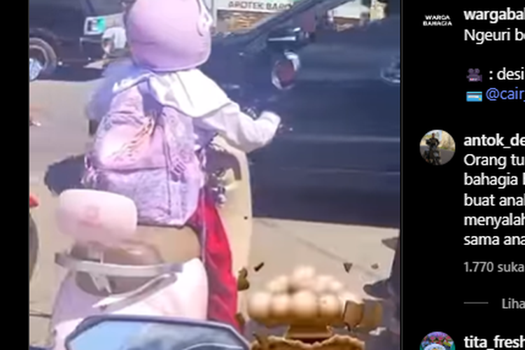 Anak SD kendarai motor listrik di jalan raya.