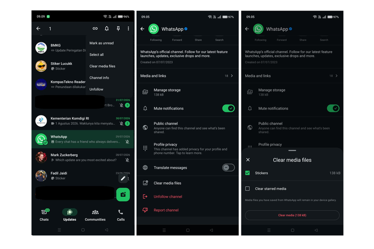 Ilustrasi fitur hapus file di WhatsApp channel