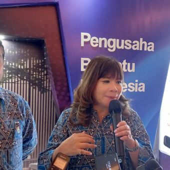 Ketua Umum Asosiasi Pengusaha Indonesia (APINDO) Shinta W Kamdani di Hotel JS Luwansa, Kuningan, Jakarta, Kamis (15/6/2023). 