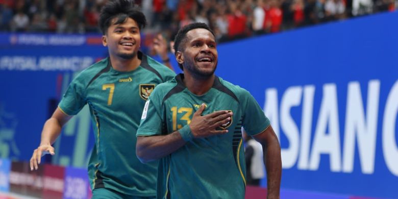Selebrasi gol Wendy Brian Ick dalam laga perempat final Piala Asia Futsal 2026 Timnas Futsal Indonesia vs Vietnam  di Indonesia Arena, Jakarta, 3 Februari 2026.