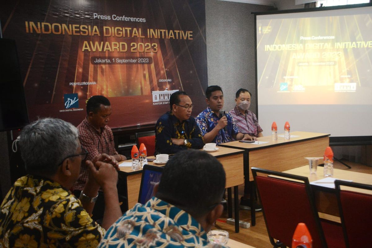 Penjelasan terkait skor sementara penilaian website, media sosial, dan aplikasi milik pemerintah pusat maupun pemerintah daerah oleh Indonesia Digital Inisiative Award (IDIA) di Jakarta, Jumat (1/9/2023).