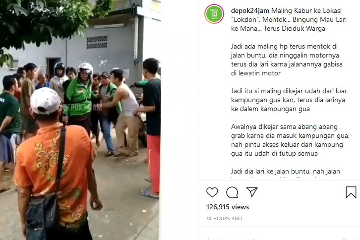 Maling kabur ke lokasi lockdown di Depok