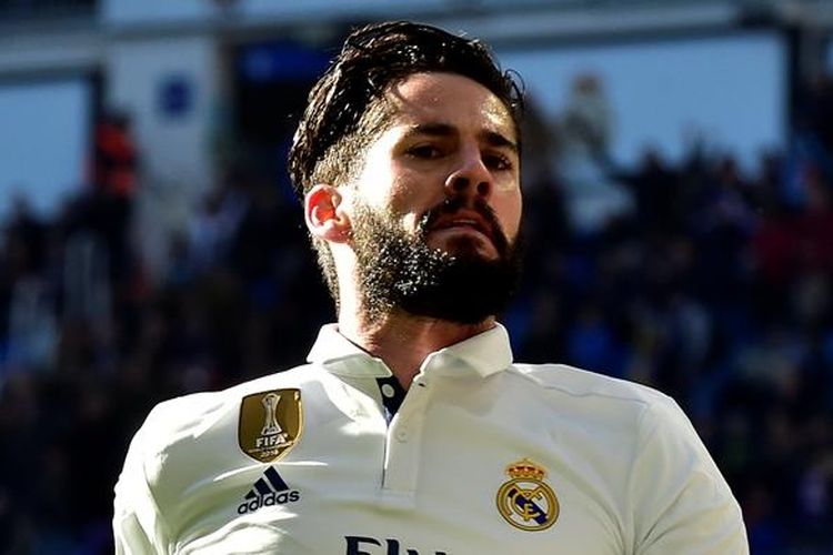 Isco merayakan gol Real Madrid ke gawang Granada pada partai lanjutan La Liga di Stadion Santiago Bernabeu, 7 Januari 2017.