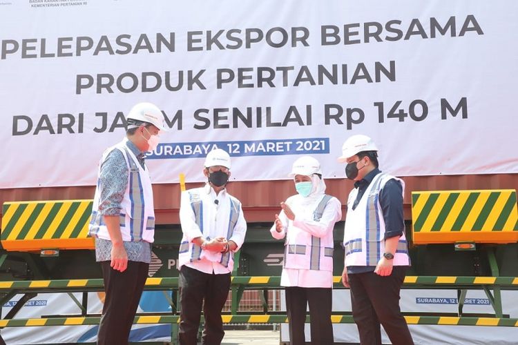 Gubernur Jawa Timur (Jatim) Khofifah Indar Parawansa bersyukur nilai ekspor nonmigas di Jatim mengalami peningkatan sebesar 19,08 persen year-over-year (y-o-y). 