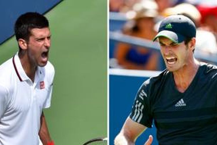 Petenis Serbia, Novak Djokovic (kiri), dan petenis Inggris, Andy Murray.