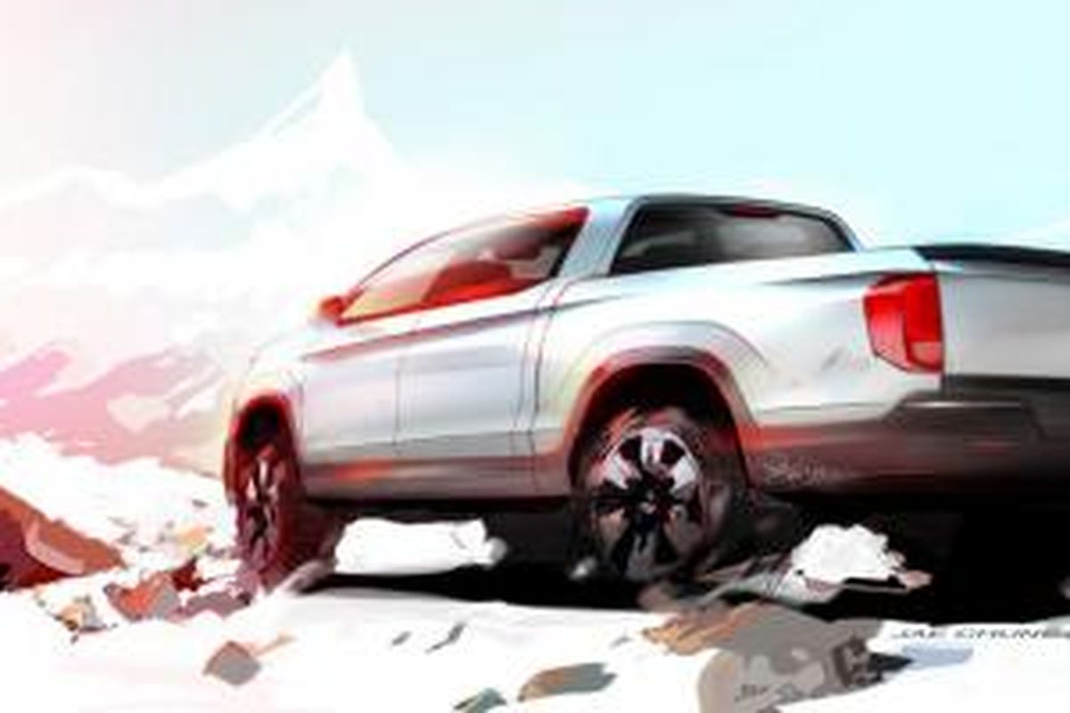 Honda Ridgeline, double cabin terbaru yang masih dalam wujud sketsa.