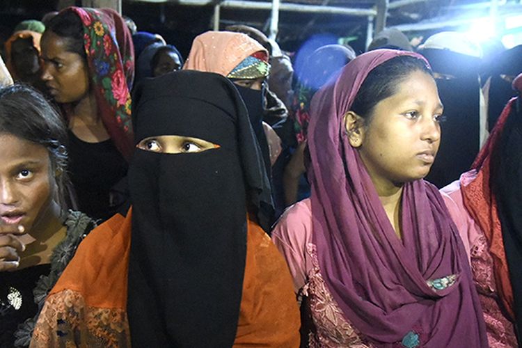 Some of the Rohingya refugees from Myanmar stranded in Aceh waters on September 7, 2020. 