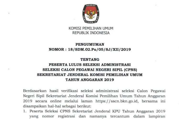 Bppt Dan Kpu Umumkan Hasil Seleksi Administrasi Cpns 2019 Ini Informasi Lengkapnya Halaman All Kompas Com