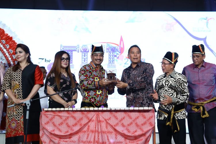 Launcing event Tomohon International Flowers Festival di Kementerian Pariwisata (Kemenpar), Jakarta, Senin (9/7/2018).