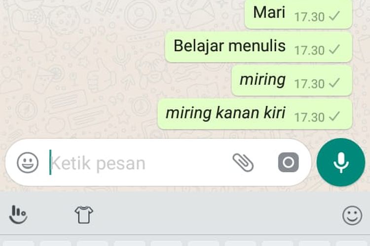 Menulis miring pada Whatsapp