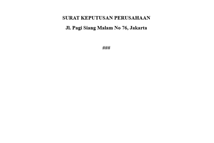 Ilustrasi cara membuat garis kop surat di Word.