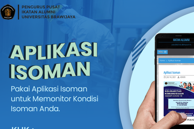 Aplikasi Isoman yang baru dirilis oleh Pengurus Pusat Ikatan Alumni Universitas Brawijaya.