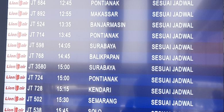 Penerbangan Domestik Lion Air ke Sejumlah Kota di Kalimantan Terpantau  Sesuai Jadwal