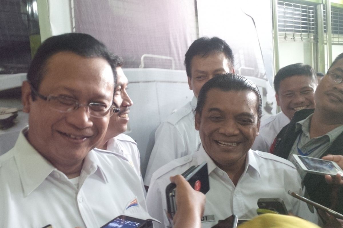 Direktur Utama KAI Edi Sukmoro di Stasiun Gambir Jakarta, Kamis (9/3/2017). 