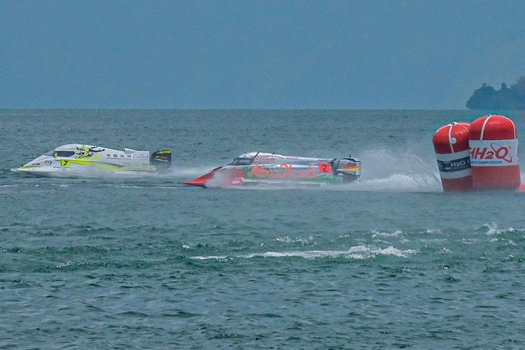 Kejuaraan F1 Powerboat 2023 (F1H2O) di Danau Toba, Sumatra Selatan.
