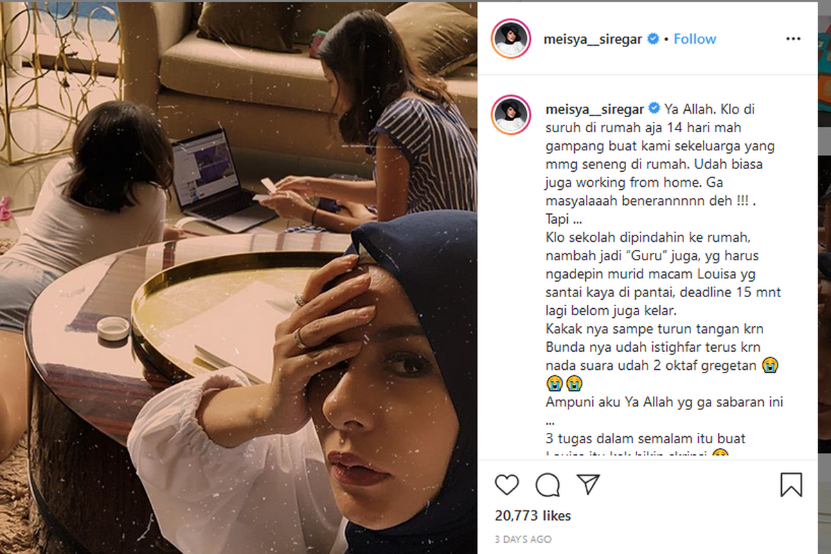 Postingan Instagram Meisya Siregar.