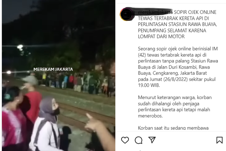 Video viral ojol yang membawa penumpang tertabrak kereta api di Jakarta Barat