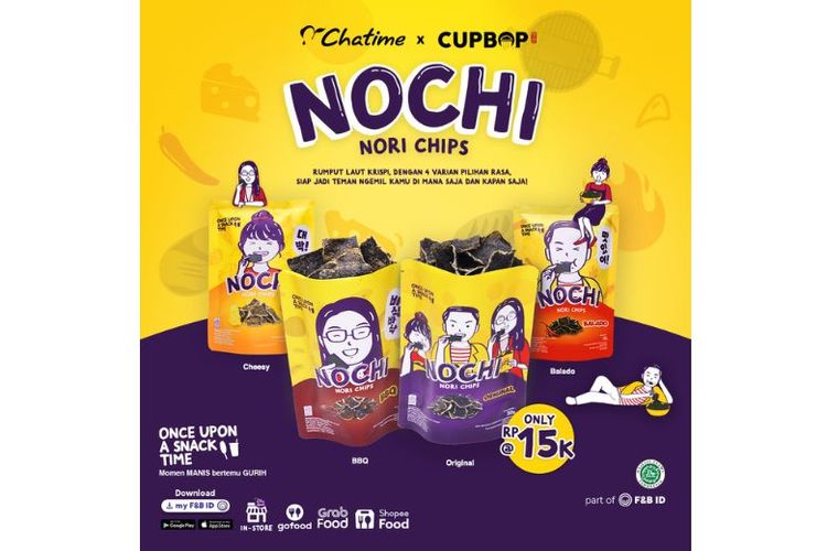 Snack rumput laut varian rasa, Nochi, dari Chatime 