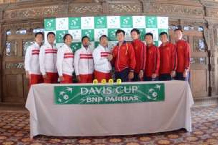 Tim Piala Davis INdonesia (kiri) akan berhadapan dengan Vietnam (kanan) di  Piala Davis Grup II Zona Asia Oceania, 4-6 Maret 2016.