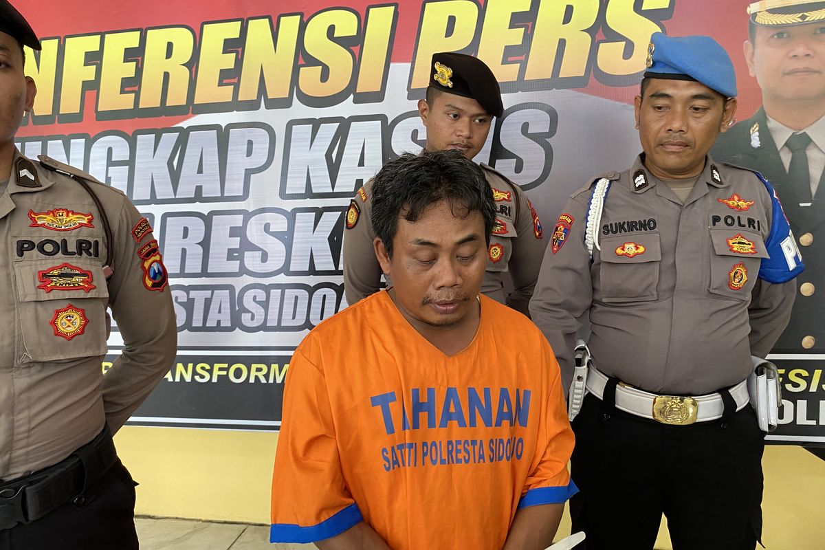 Seorang suami yang tega bunuh istri pakai tabung elpiji di Sidoarjo pada Senin (11/12/2023)