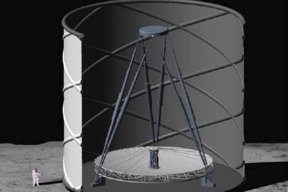 Ilustrasi teleskop yang akan dibangun di Bulan. Teleskop ini akan digunakan untuk mengamati alam semesta lebih dekat.