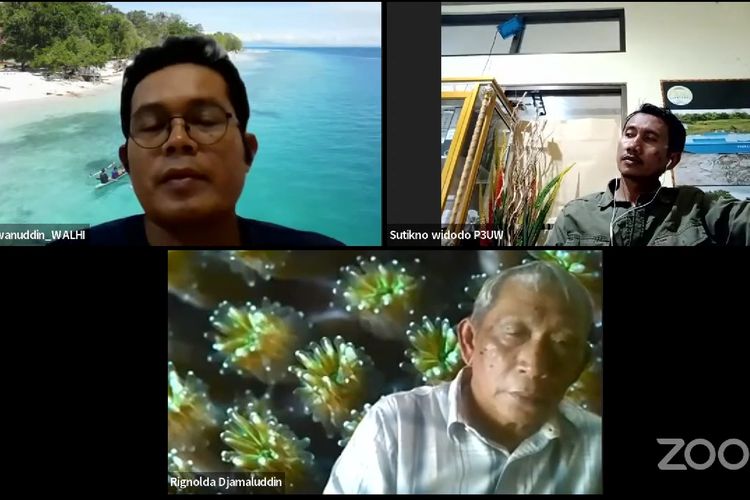Tangkapan layar dari video YouTube yang menayangkan diskusi publik mengenai hutan bakau yang digelar oleh Wahana Lingkungan Hidup Indonesia (Walhi)
