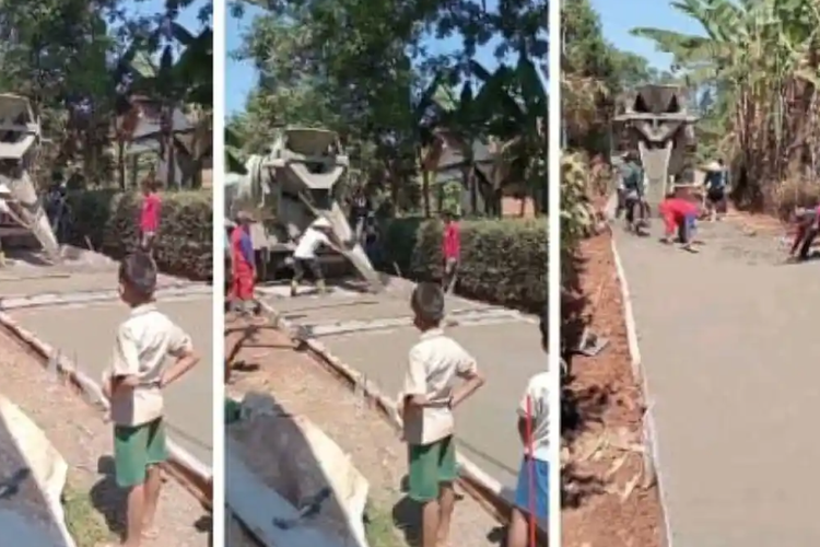 Warga Pekalongan Patungan Rp 30 Juta Cor Jalan Rusak, Minta Pemkab Lanjutkan Perbaikan