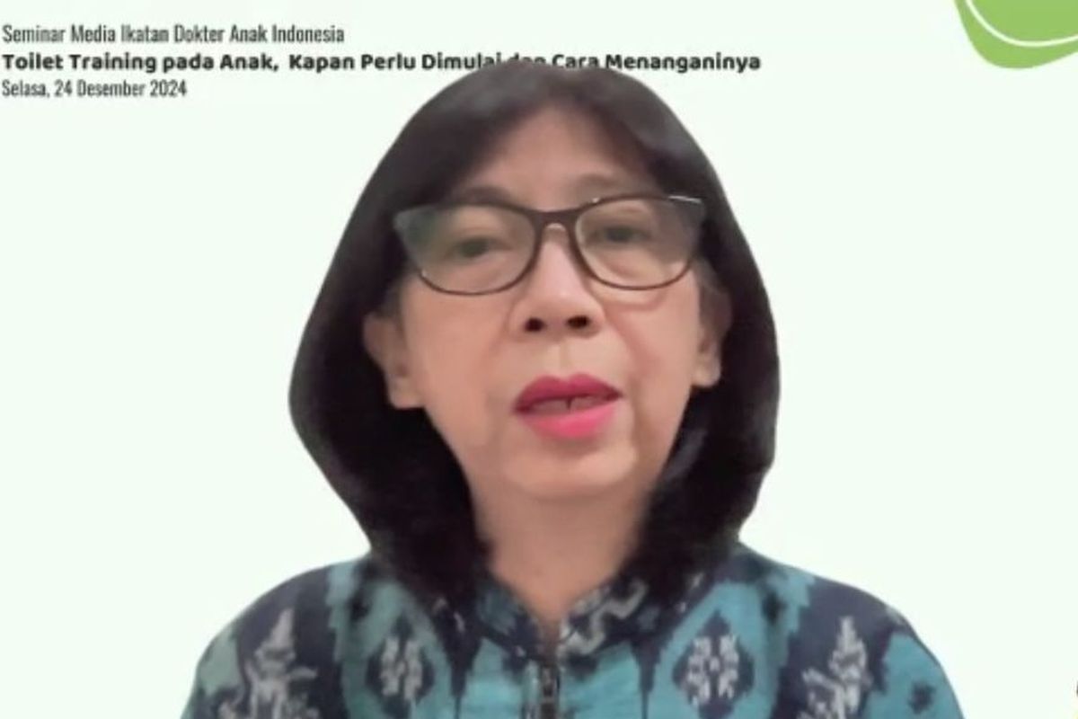 Tangkapan layar pemaparan dr. Meitha Pingkan Ester Togas, Sp.A(K), dalam Seminar Media IDAI: Toliet Training pada Anak, Kapan Perlu Dimulai, dan Cara Menanganinya, Selasa (24/12/2024).