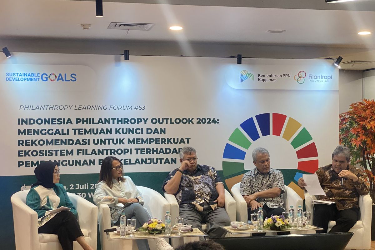 Peluncuran laporan Indonesia Philanthropy Outlook 2024 dan kegiatan Philanthropy Learning Forum (PLF) ke-63 bertajuk “Indonesia Philanthropy Outlook 2024: Menggali Temuan Kunci dan Rekomendasi untuk Memperkuat Ekosistem Filantropi terhadap Pembangunan Berkelanjutan” di Jakarta, Selasa (2/7/2024).