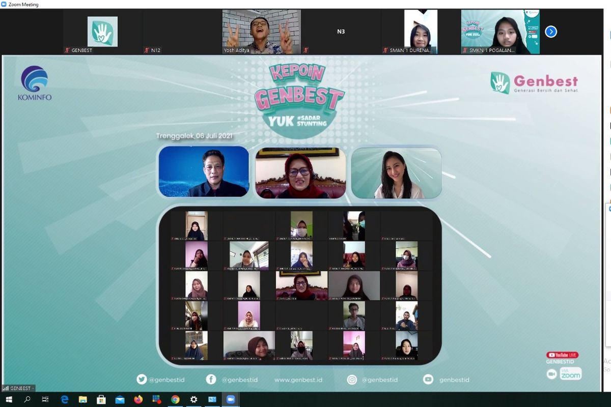 Kemenkominfo menyelenggarakan forum ?Kepoin Generasi Bersih dan Sehat (GenBest)? di Kabupaten Trenggalek, Jawa Timur (Jatim) secara virtual pada Selasa (6/7/2021). 