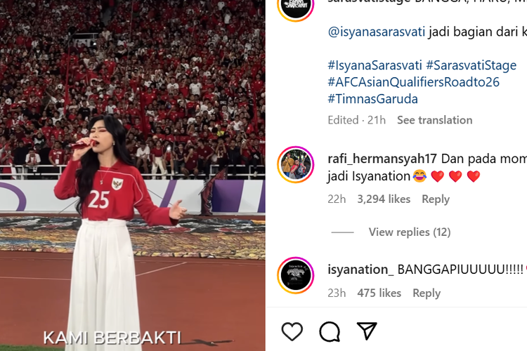 Isyana Sarasvati Jadi Penampil Pembuka di Pertandingan Timnas Indonesia Vs Bahrain