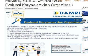 Lowongan kerja DAMRI 2020
