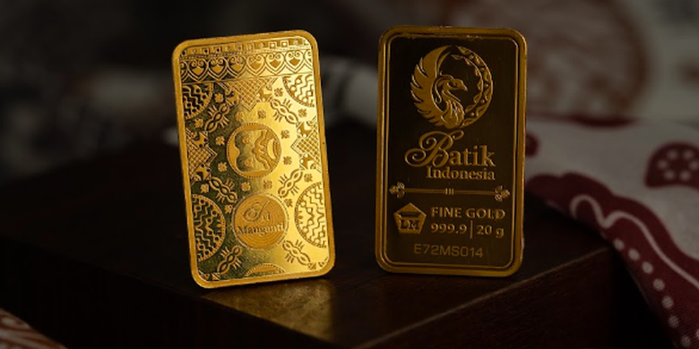 Salah satu produk emas bermotif batik Indonesia yang dirilis Antam
