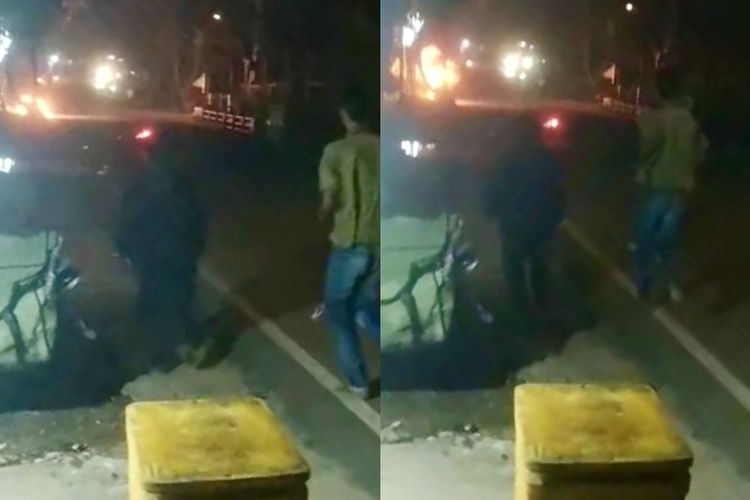 Bidik layar video rekaman warga terkait geng motor yang melemparkan benda diduga bom molotov pada Minggu (26/5/2024) di Kota Metro, Lampung.