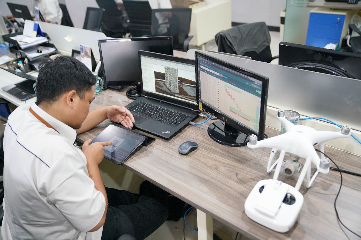 Insan Abipraya menerapkan BIM dengan workflow mulai dari reality modeling dengan memanfaatkan foto udara dari drone.