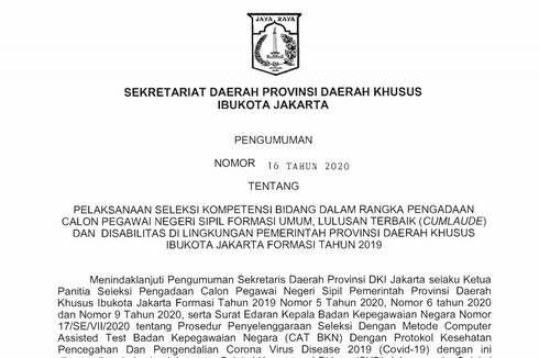 Simak, Jadwal dan Ketentuan Pelaksanaan SKB CPNS Pemprov DKI Jakarta