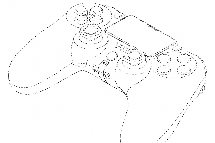 Ilustrasi gambar paten controller PS5.
