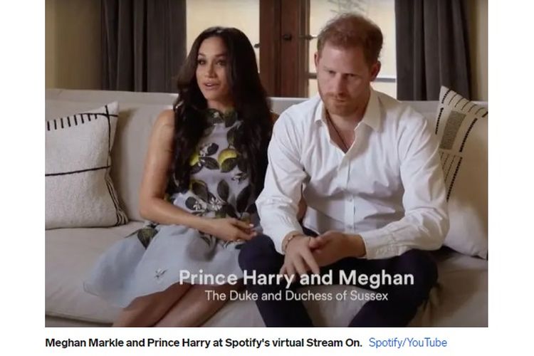 Gaun Oscar de la Renta motif lemon Meghan Markle