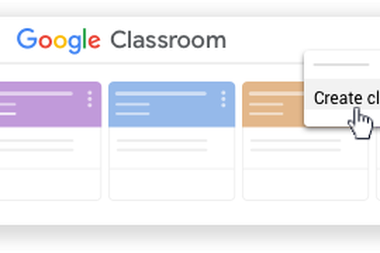 Ilustrasi prosedur membuat kelas di Google Classroom