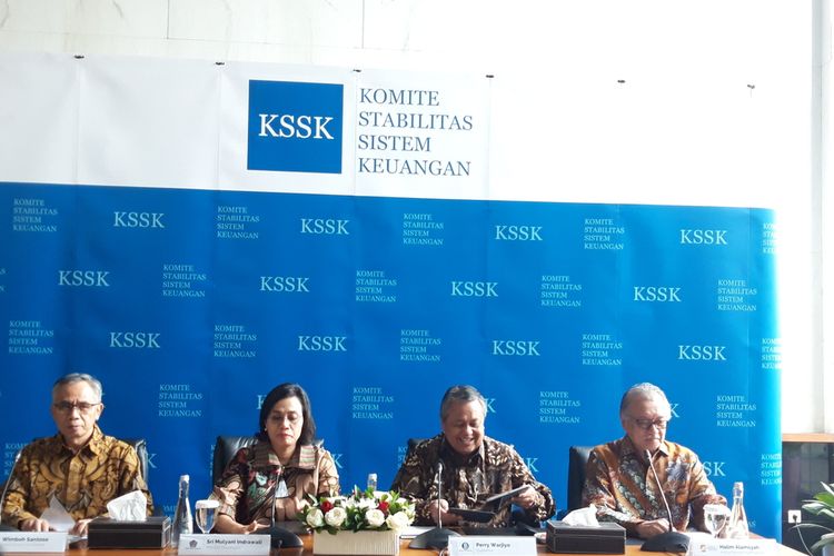 Konferensi Pers Komite Stabilitas Sistem Keuangan (KSSK) di Jakarta, Rabu (22/1/2020).