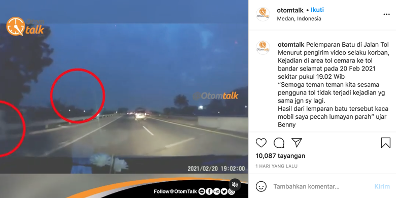 Pelemparan batu di jalan tol