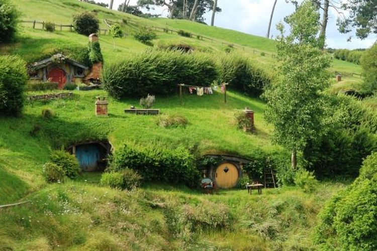 Hobbiton Movie Set di Matamata, Selandia Baru. 