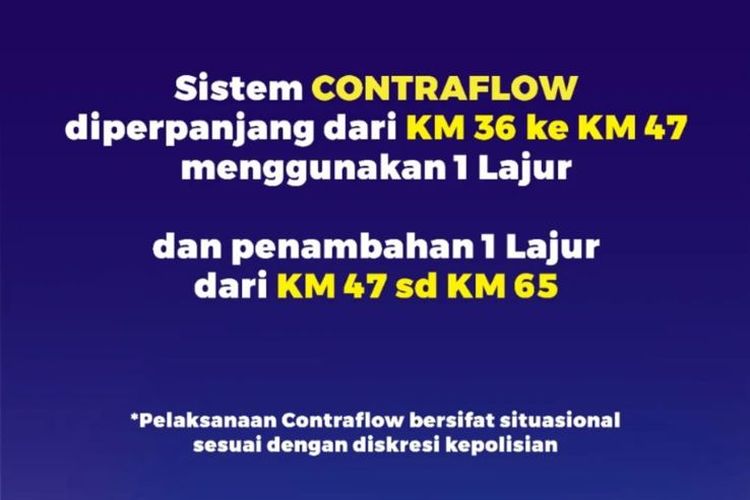 Pemberlakuan sistem Contraflow di Tol Jakarta Cikampek