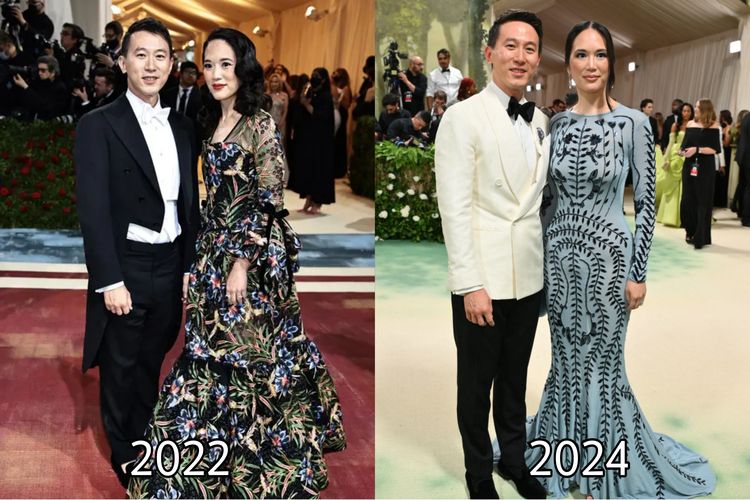 Penampilan CEO TikTok Shoue Chew dan istrinya, Vivian Kao di Met Gala 2022 dan Met Gala 2024.
