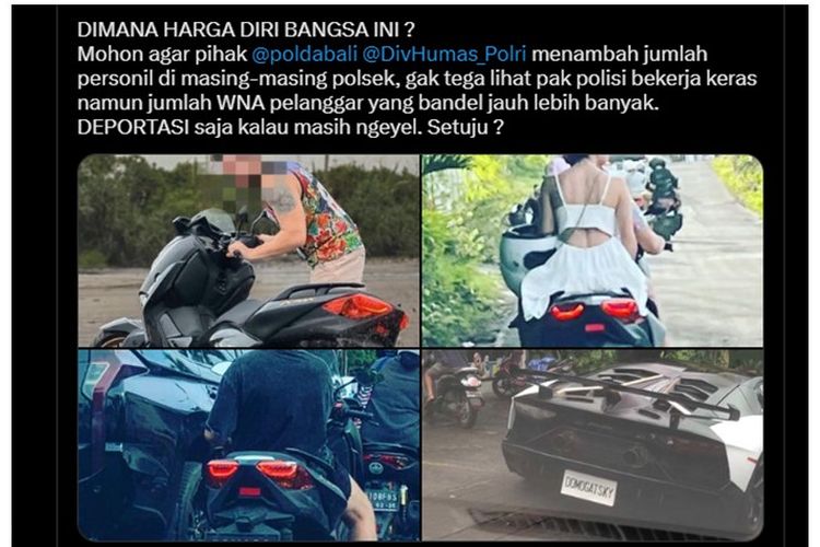 Unggahan viral WNA di Bali naiki kendaraan bernopol nama berbahasa Rusia