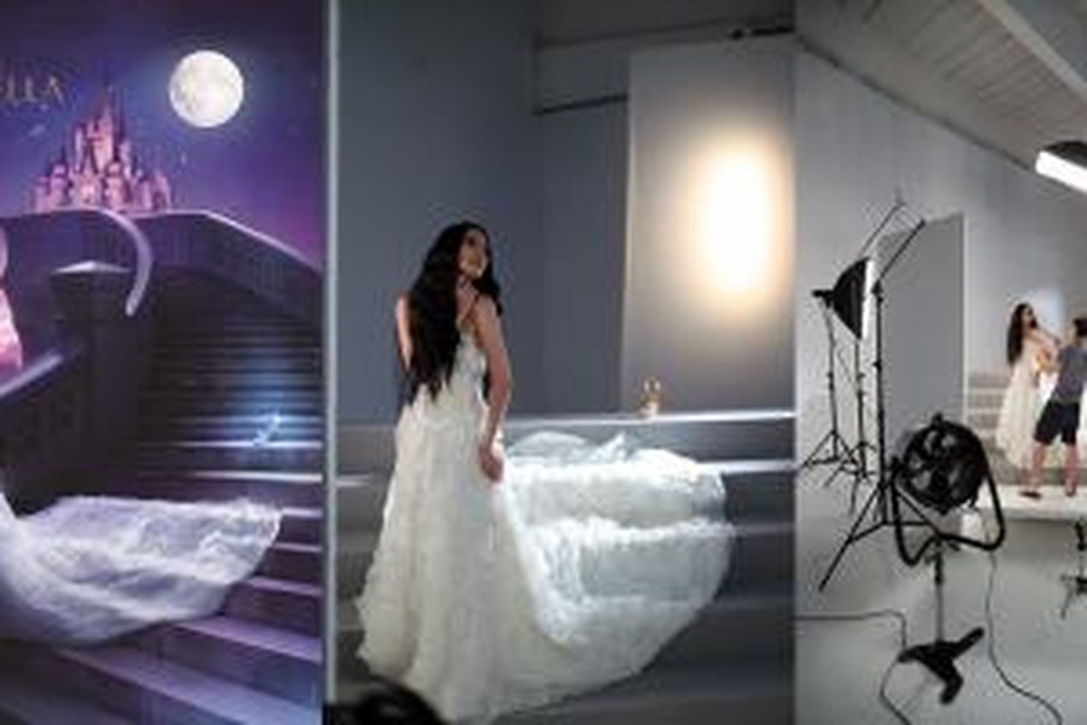 Aktris Sandra Dewi terpilih untuk menjadi tokoh Cinderella cantik yang identik dengan sepatu kaca, dan gaun megah.