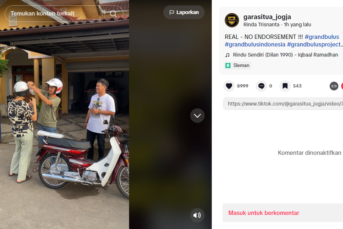 Eross Candra dan sang istri mencoba Astrea Grand Red tahun 92 yang dipesan di Garasi Tua Jogja